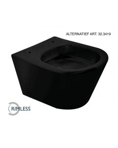 Wiesbaden Vesta Junior wandcloset rimless verkort mat zwart