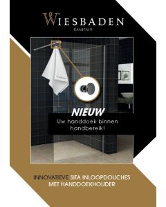 Wiesbaden Sita inloopdouche met handdoekhouder 140x200 cm chroom/8 mm helder glas met Nano coating