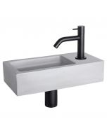 Differnz Ravo fonteinset beton lichtgrijs kraan gebogen mat zwart 38.5 x 18.5 x 9 cm