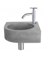 Differnz Cleo fonteinset beton donkergrijs kraan kruis chroom 31.5 x 31.5 x 10 cm