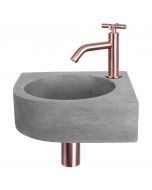 Differnz Cleo fonteinset beton donkergrijs kraan kruis rood koper 31.5 x 31.5 x 10 cm