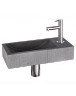 Differnz Ribble fonteinset bombai black natuursteen kraan recht mat chroom