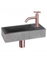 Differnz Ribble fonteinset bombai black natuursteen kraan kruis rood koper