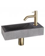 Differnz Ribble fonteinset bombai black natuursteen kraan gebogen mat goud
