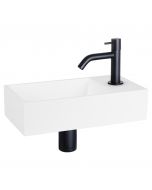 Differnz Solid fonteinset solid surface kraan gebogen mat zwart