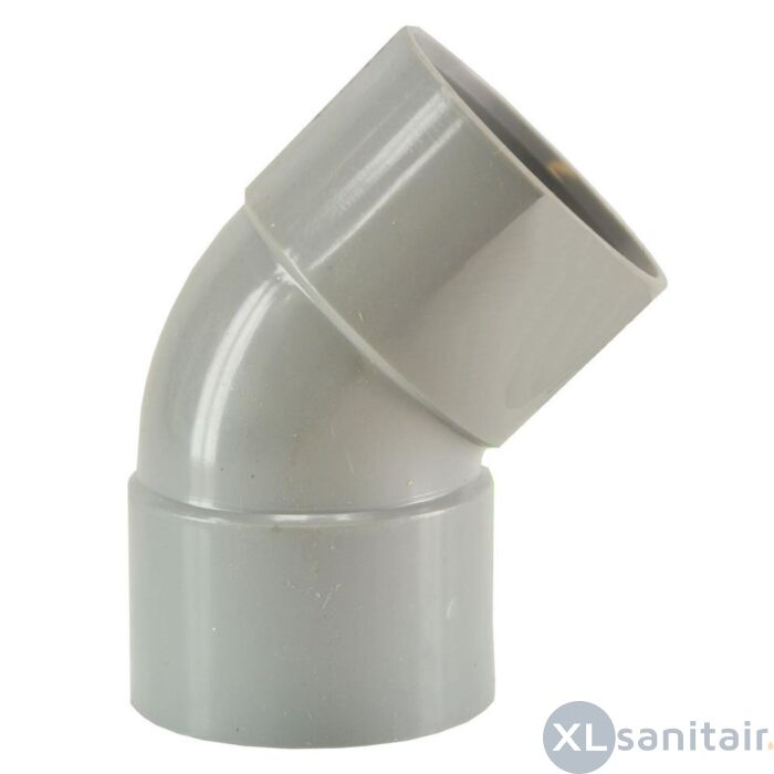  Afvoerbocht dubbele mof 110 mm 45 graden PVC