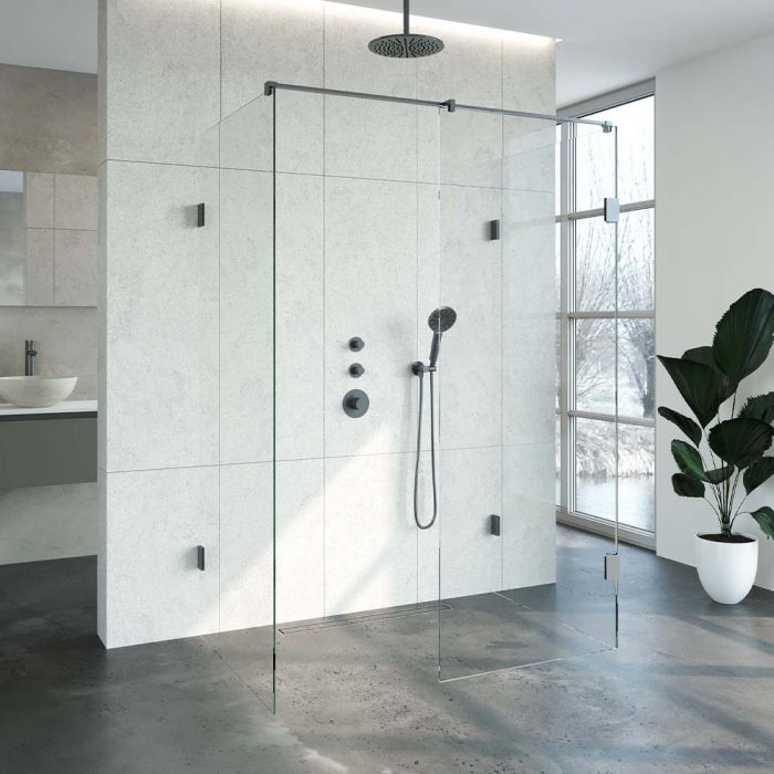 Just creating Complete Profielloze Inloopdouche XL 90x140 Gunmetal geborsteld