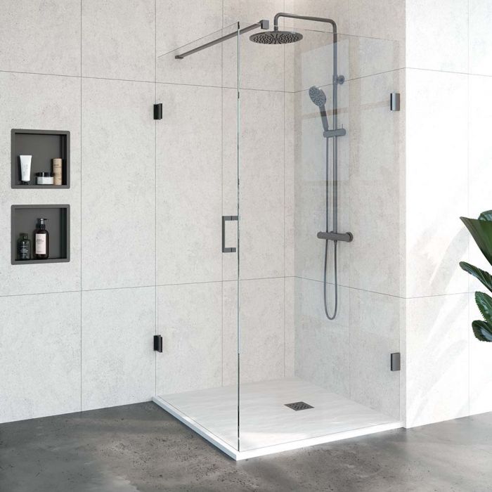 Just creating Complete Profielloze Douchecabine 2-delig 100x100 Gunmetal geborsteld