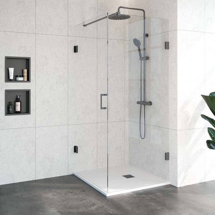 Just creating Complete Profielloze Douchecabine 2-delig 90x90 Gunmetal geborsteld