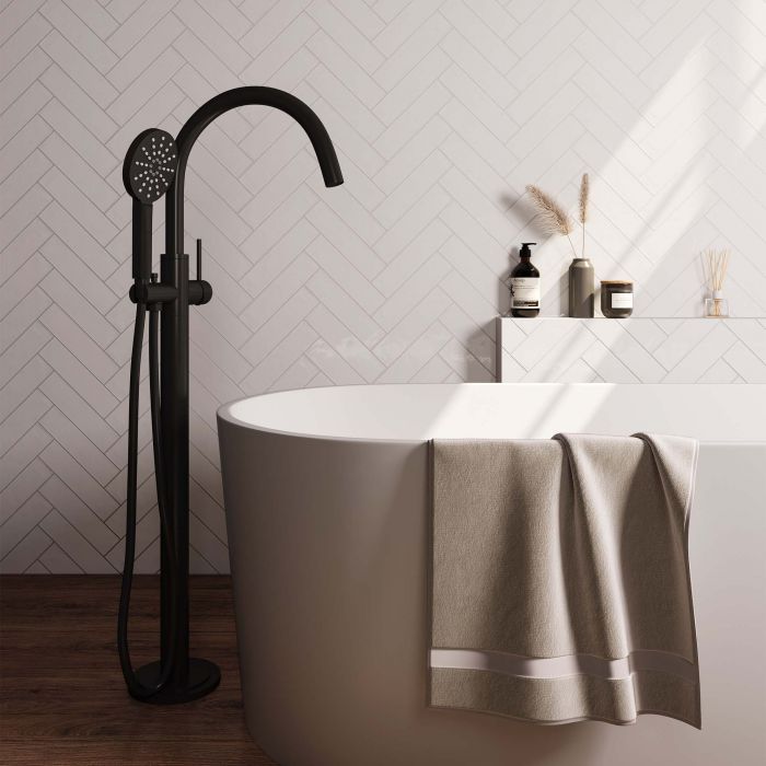 Brauer Black Carving vrijstaande badmengkraan set