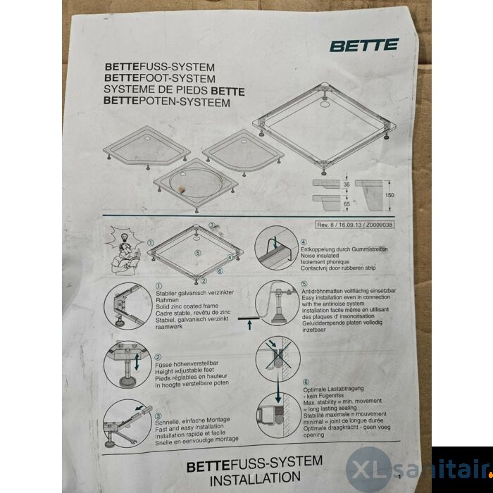 Bette Potensysteem Voor Douchebak 90 x 75 cm