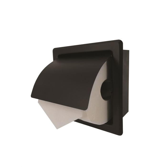 L'Aqua RVS inbouw toiletrolhouder Mat zwart