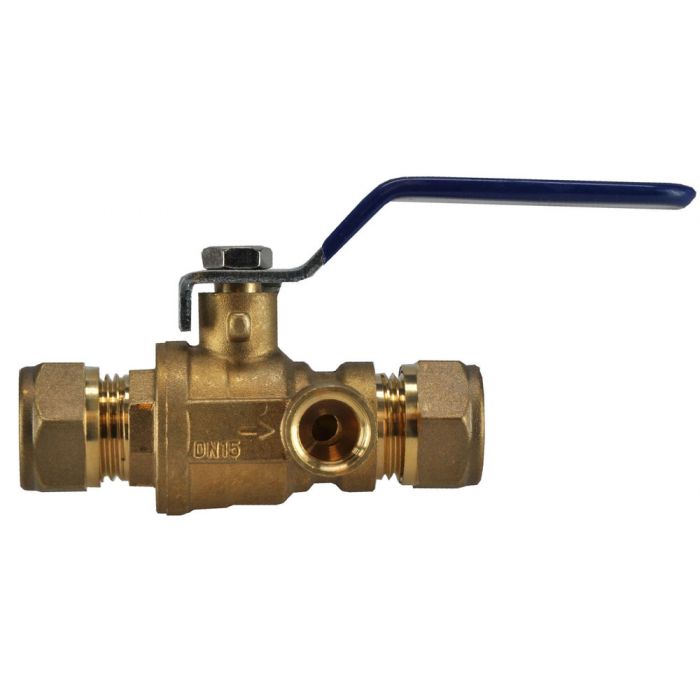 Riko water-kogelstopkraan 2xknel+aftapgelegenheid  22mm