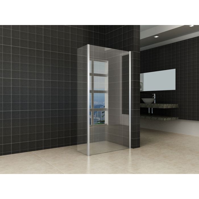 Wiesbaden Zijpaneel 30 x 200 cm met hoekprofiel voor inloopdouche chroom met 10 mm NANO helder glas