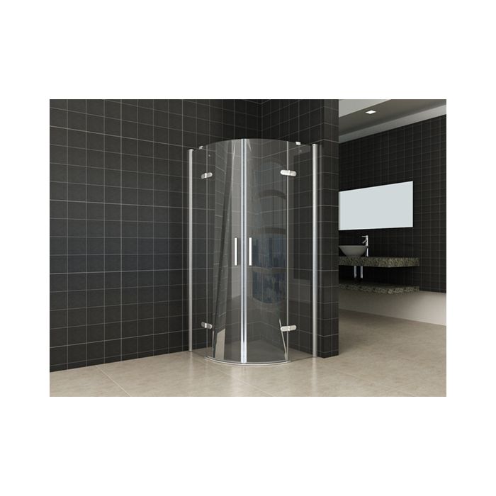 Wiesbaden 1/4 ronde cabine 2 dr.deuren 900x900x2000 chr.8mm NANO