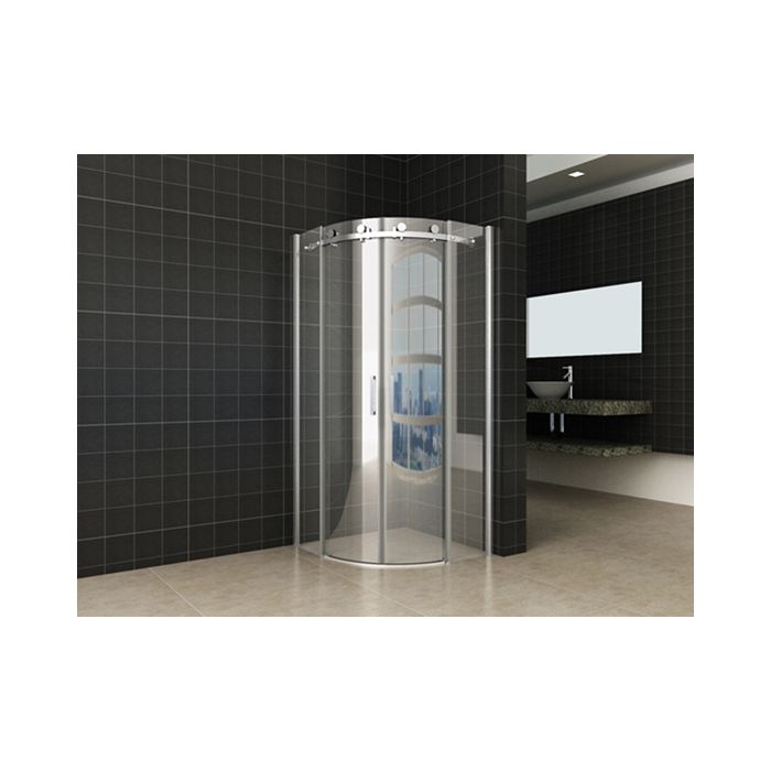 Wiesbaden 1/4 r. cabine 2 schuifdeuren 900x900x2000 chr.8mm NANO
