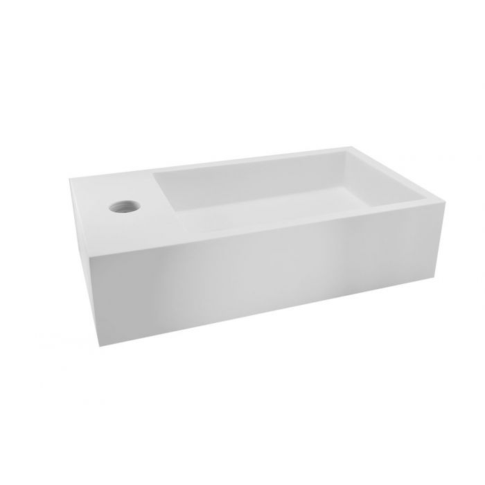 Wiesbaden Solid surface fontein links 40 x 22 x 10 cm mat wit