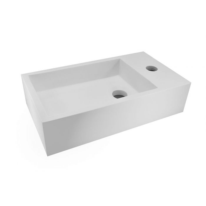 Wiesbaden Solid surface fontein rechts 40 x 22 x 10 cm mat wit