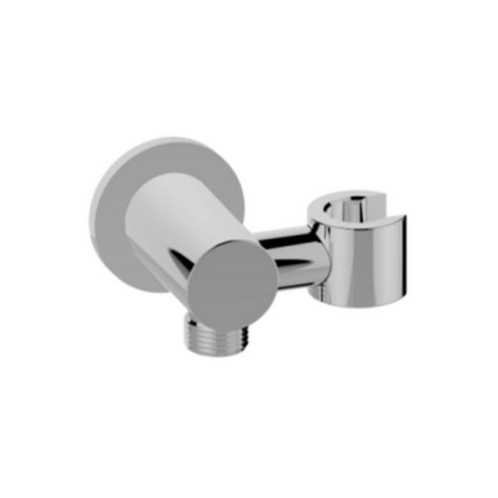 Wiesbaden Wandaansluitbocht met kantelbare handdouchehouder rond 1/2" chroom