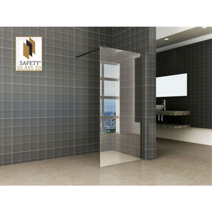 Wiesbaden inloopdouche safety glass nano 90x200x1 cm helder/mat zwart