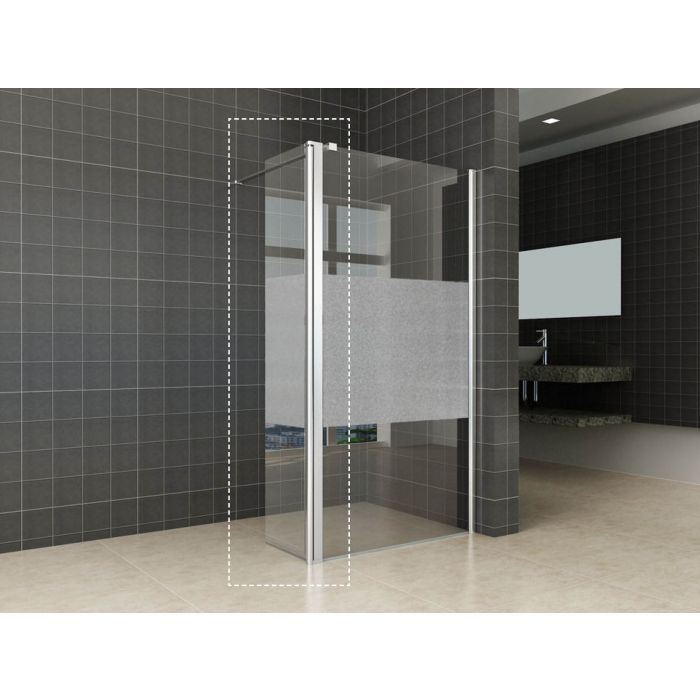 Wiesbaden Zijpaneel 35 x 200 cm met scharnierprofiel rechts chroom met 10 mm NANO ged.matglas