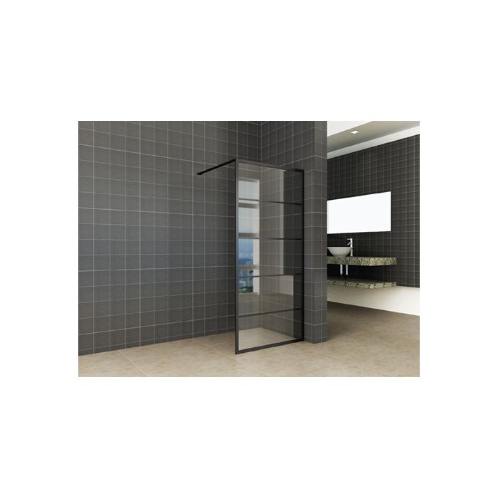 Wiesbaden Horizon inloopdouche mat zwart raster 80 cm 8 mm Nano