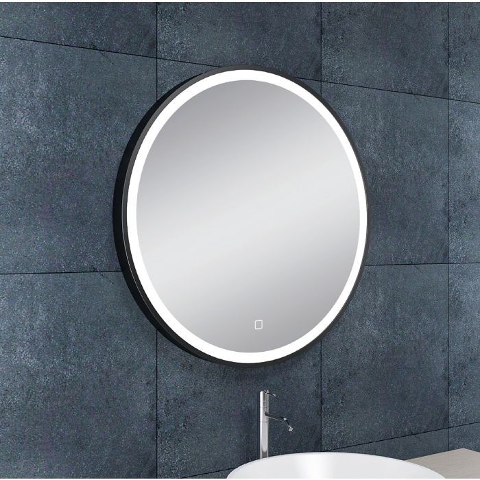 Wiesbaden Maro spiegel rond met LED, dimbaar en spiegelverwarming 60 cm mat zwart