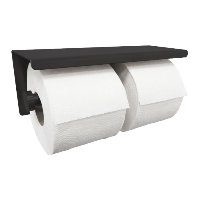 Wiesbaden Brush dubbele toiletrolhouder mat zwart