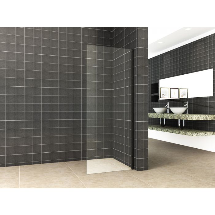 Xellanz zijwand tbv schuifbare nisdeur mat-zwart 80 cm 8 mm Nano