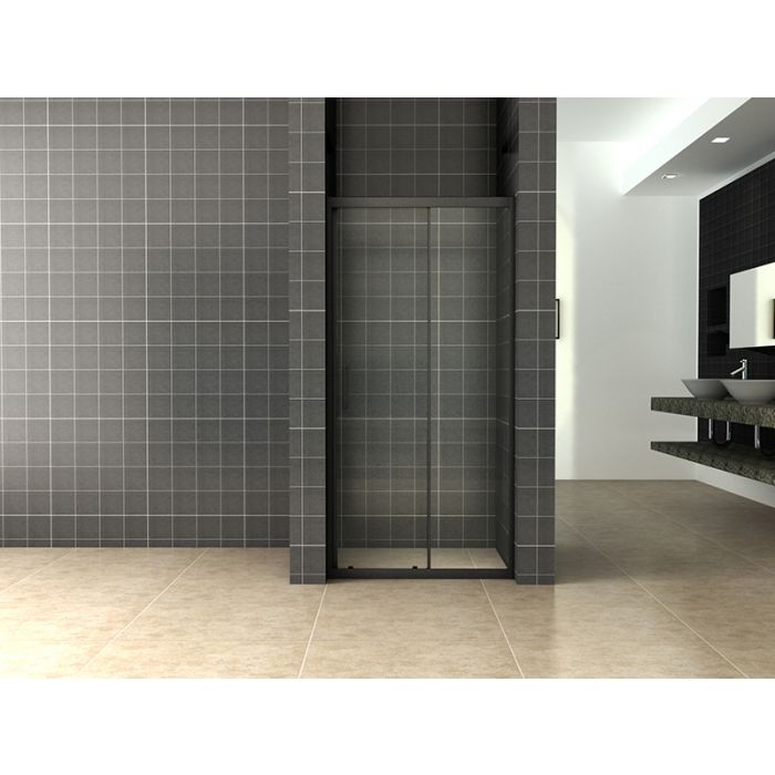 Wiesbaden Skyline schuifbare nisdeur 1400x2000 mat-zwart 8mm NANO