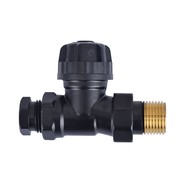 Riko thermostatisch ventiel zonder knop 1/2 recht+adaptor mat-zwart
