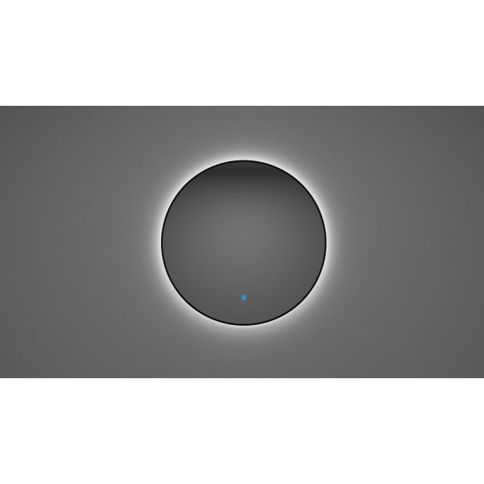 Wiesbaden Novi ronde spiegel met LED, dimbaar 80 cm mat zwart