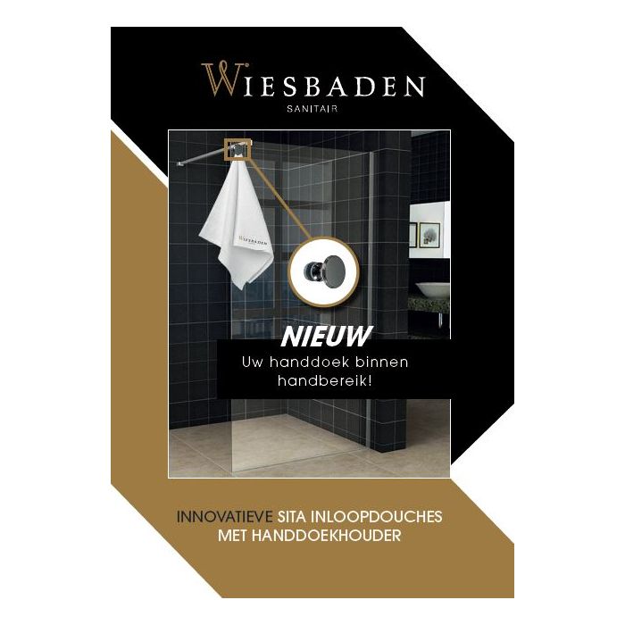 Wiesbaden Sita inloopdouche met handdoekhouder 140x200 cm chroom/8 mm helder glas met Nano coating